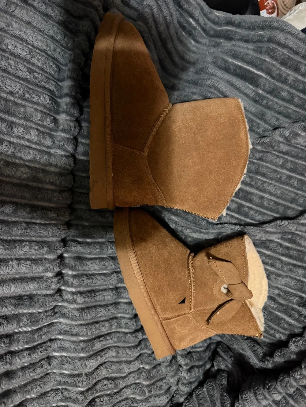 BearPaw Kids Brown Suede Shearling Lined Boots
